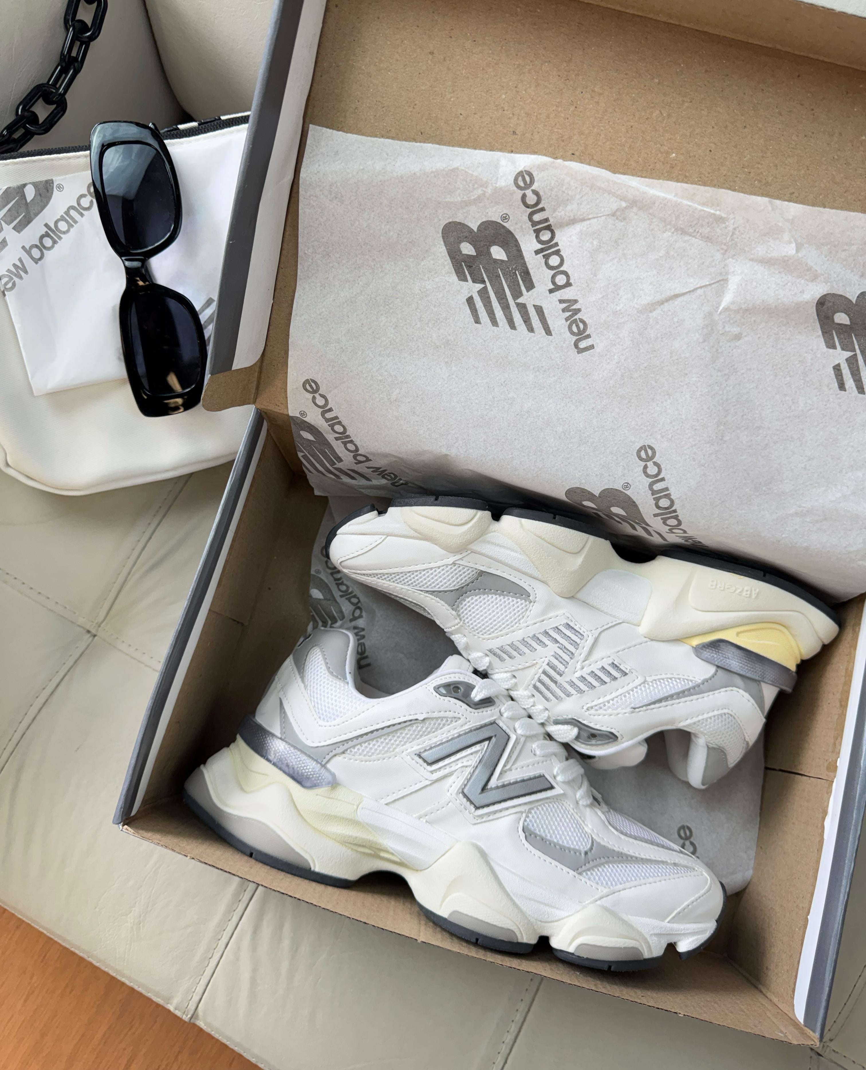 NB 9060 White Silver Couro