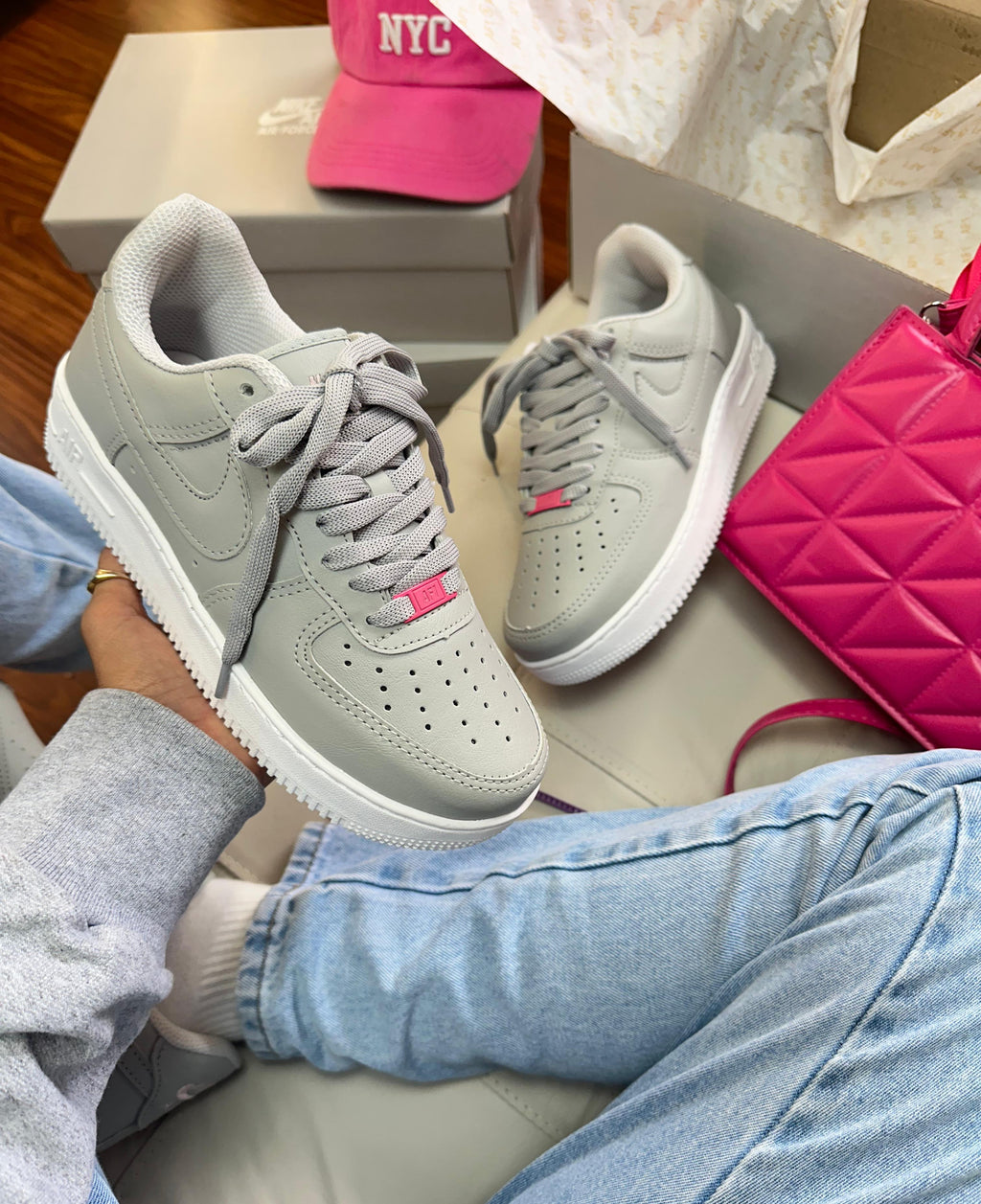 Air Force F1 Cinza/Pink