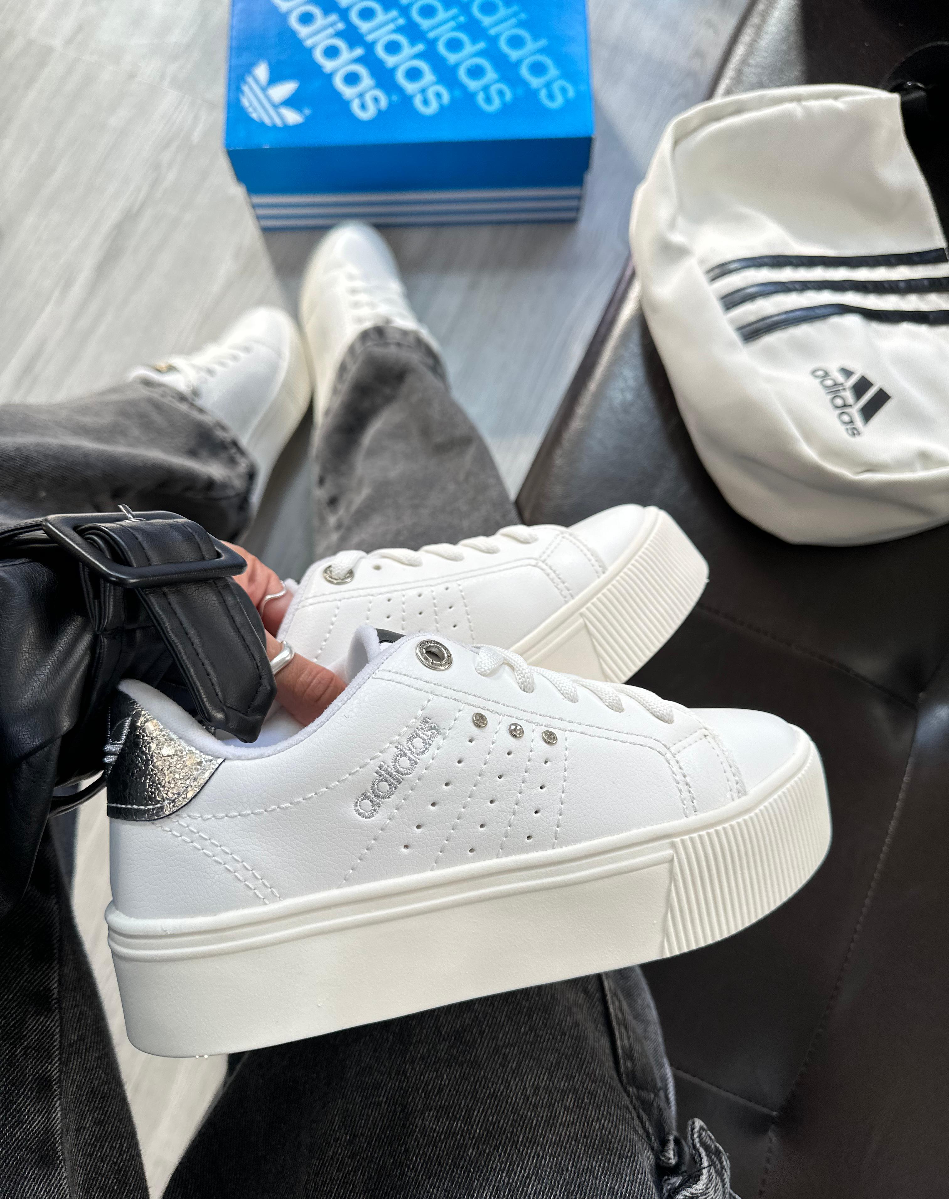 Adidas Plataforma Lux Branco/Prata